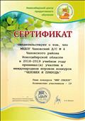 Сертификат за участие в международном игровом конкурсе "Человек и природа"